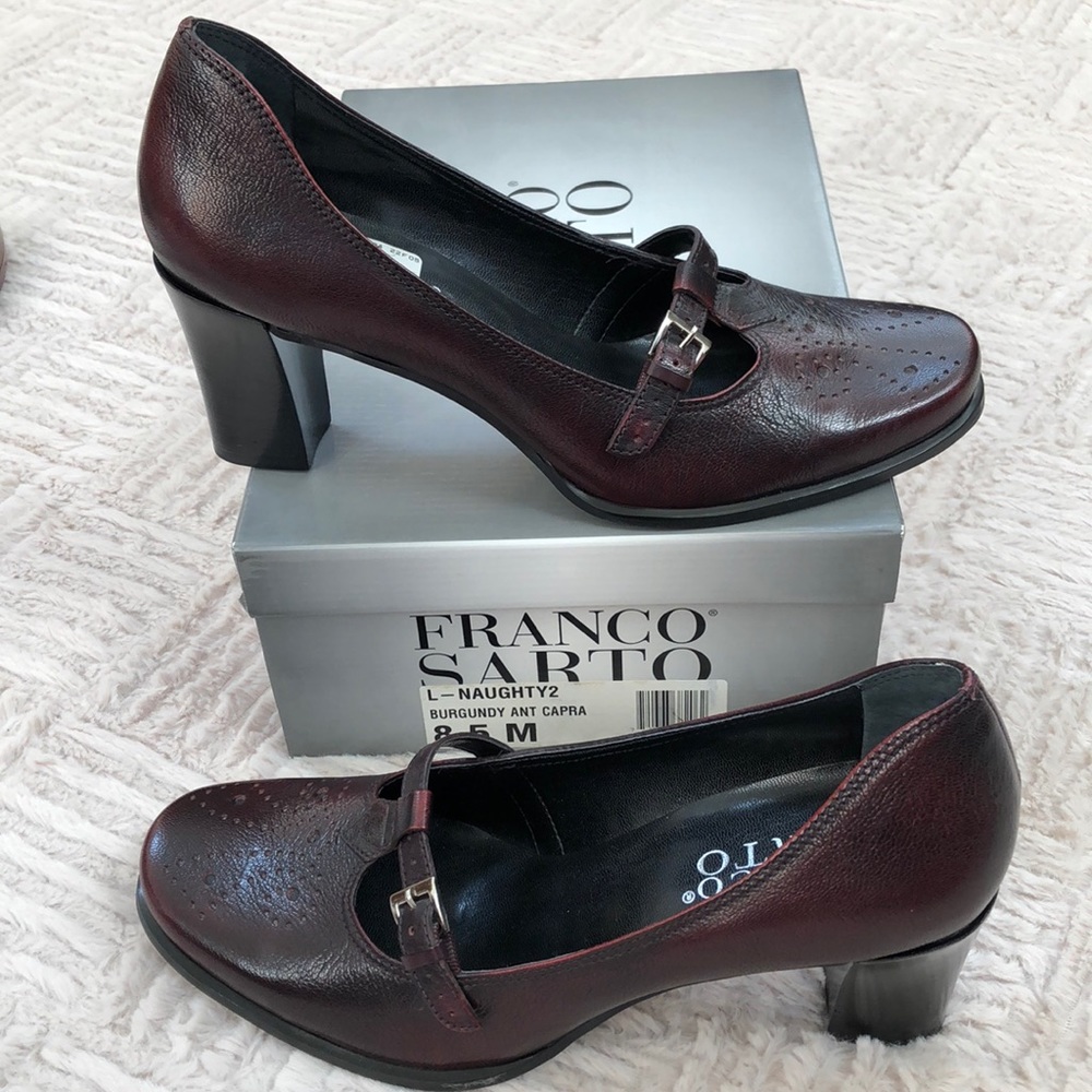 Franco Sarto Burgundy Mary Jane Heels